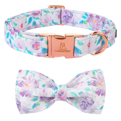 Lionheart Glory purple dog collar with bowtie for stylish daily wear and easy leash.