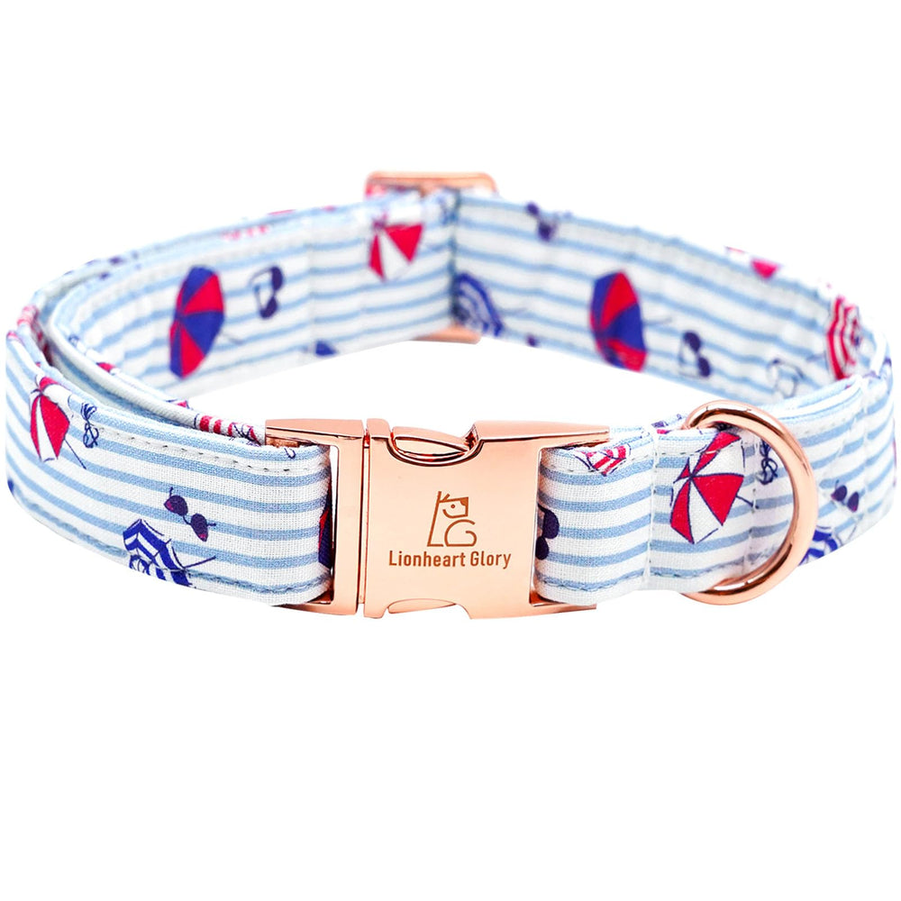 Lionheart glory summer stripe dog collar on bright pattern for stylish everyday walks.
