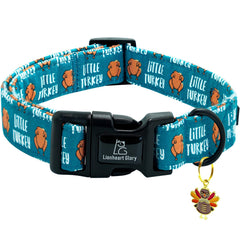 Lionheart glory turkey-design dog collar adds festive Thanksgiving style for photoshoots.