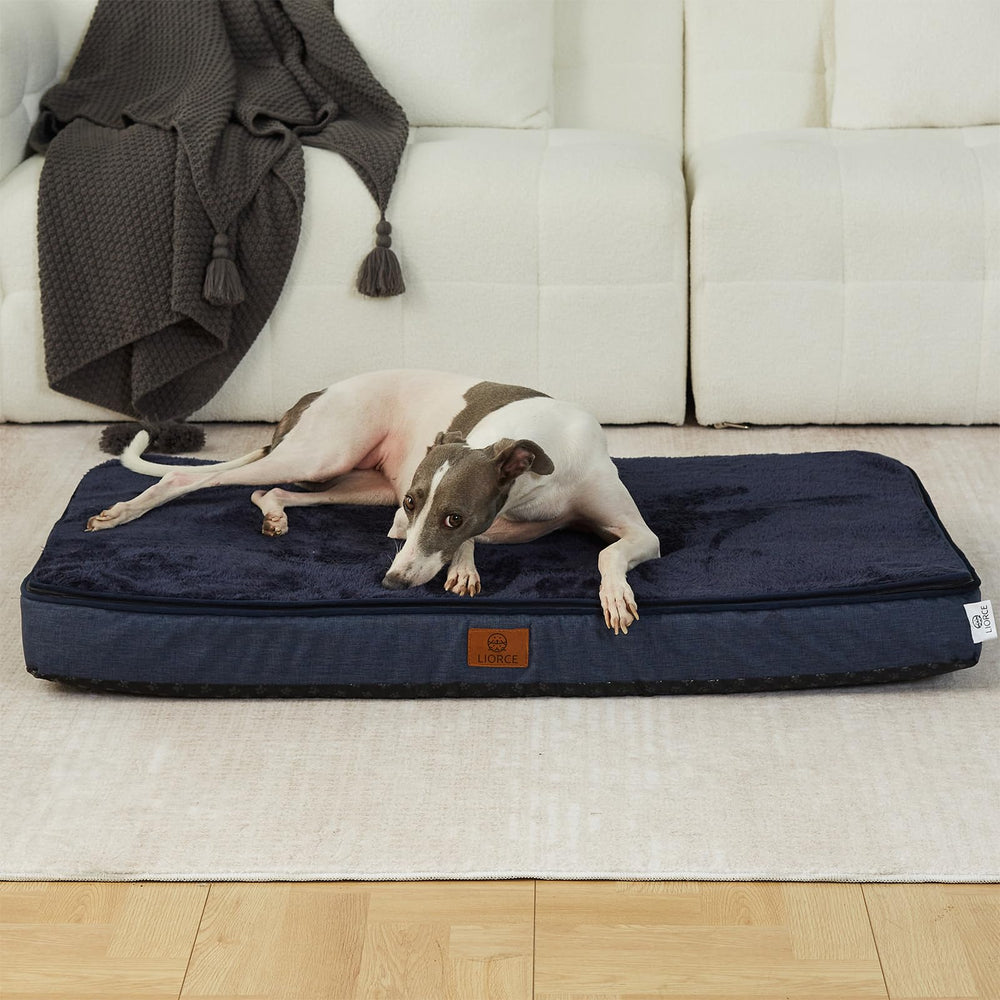 LIORCE memory foam large dog bed top view shows spacious lounging area