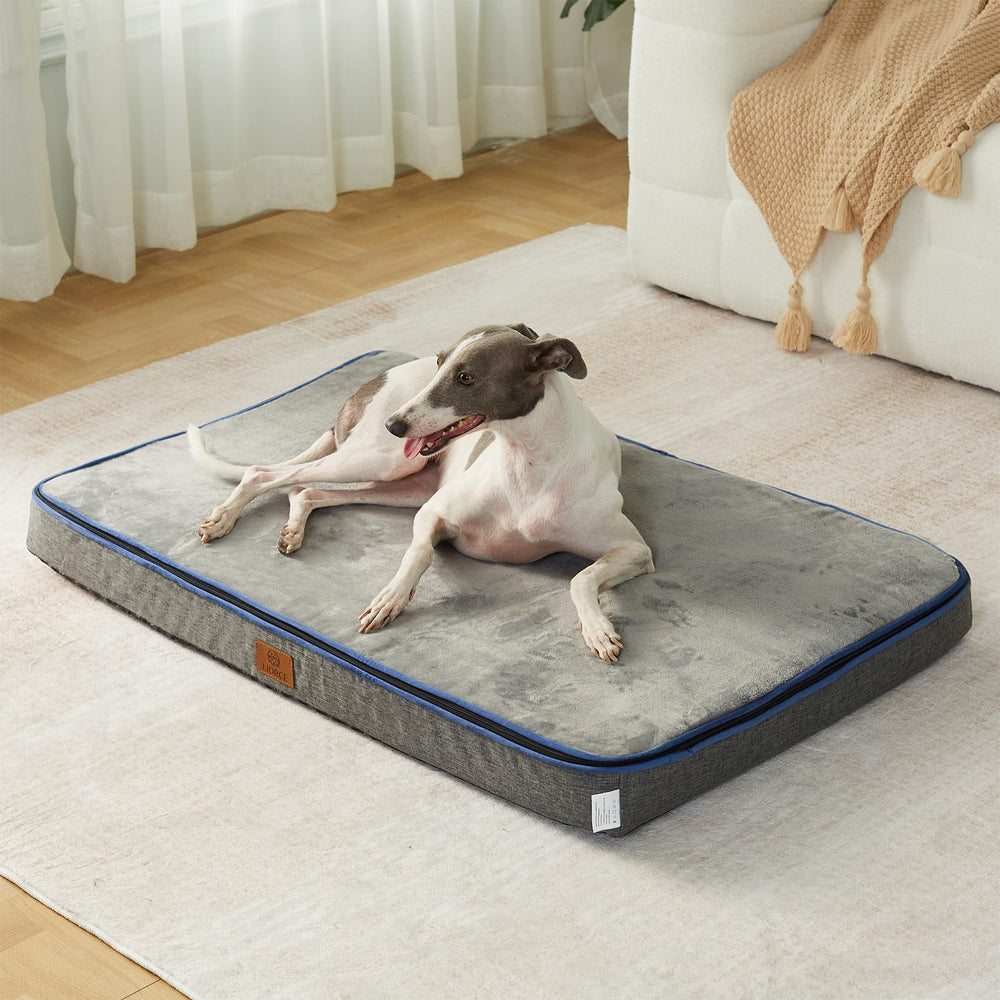 LIORCE memory foam large dog bed top view highlights 4-inch cushion for joint support.