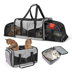 LitaiL cat travel carrier left-compartment setup supports comfortable two-cat journeys