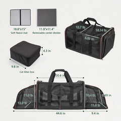 LitaiL cat travel carrier right compartment expands for comfortable stretches.