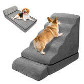 LitaiL dog stairs 6-tier assembly shows stacked steps for high bed access