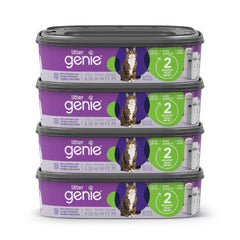 Litter Genie refill bags 4-pack showing multi-layer odor barrier for cleaner litter disposal.