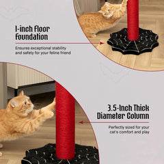 Littlesy Gothic Cat Scratching Post's spider-web floor foundation adds stability for lively cats.