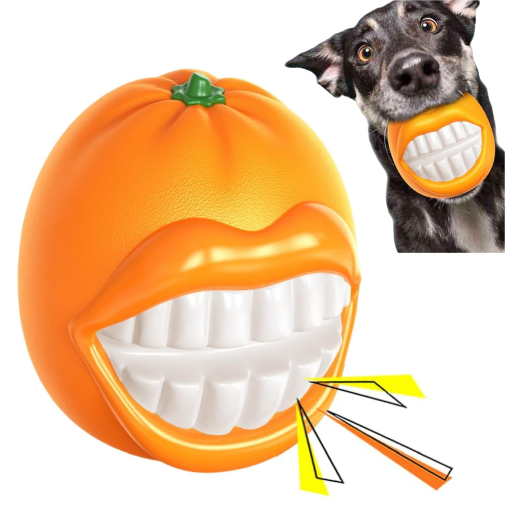 LiuMelinda dog chew toy orange close-up showcases durable indestructible design for fun and dental-friendly chewing