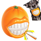 LiuMelinda dog chew toy orange close-up showcases durable indestructible design for fun and dental-friendly chewing