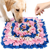 LIVEKEY Snuffle Mat top view in blue-pink-white promotes nosework and mental engagement