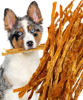 Lively Tails turkey tendons 6oz bag — USA-made, natural dog treat for tasty chewing.