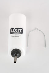 Lixit BPA-free bottle label detail conveys safe materials and weather resistance.