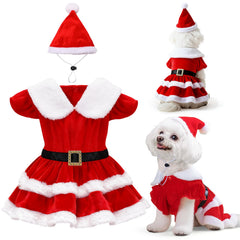 LLUAII dog Christmas dress front view for festive photos