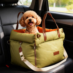LMYYGOO dog car seat green full view shows spacious interior for small to medium dogs