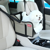 Loapooet center-console dog car seat main view with roomy interior for small pets