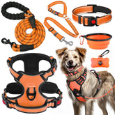 Lobeve no-pull harness orange front view for comfortable, controlled walks.