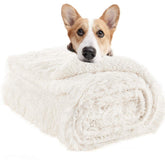LOCHAS Luxury Fluffy Dog Blanket front view emphasizes plush warmth for cozy naps