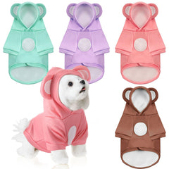 Locmeo dog hoodie green back view shows windproof warmth for small dogs.
