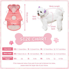 Locmeo dog hoodie pink bear hood detail highlights cute style and comfort.