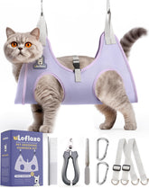 Loflaze grooming hammock harness setup enables easy at-home grooming.