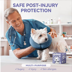 Loflaze inflatable collar blue XL on-dog nose angle supports visibility during recovery
