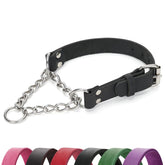 LOIIHEII collar martingale para perro en negro con cuero genuino y ajuste seguro.