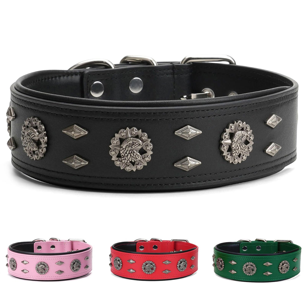 LOIIHEII Premium Leather Dog Collar full view shows durable craftsmanship.