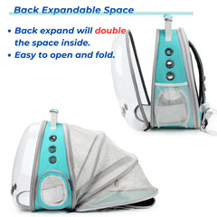 Lollimeow carrier backpack expanded interior demonstrates roomy area for cats up to 14 lbs