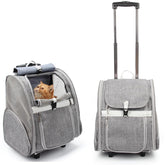 Lollimeow pet rolling carrier wheels grey for smooth travel with small dogs