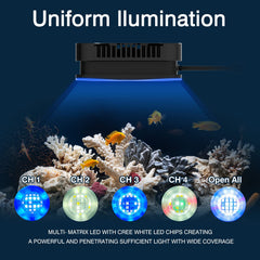 Lominie LED Aquarium Light 28 chips six bands provides even coverage.