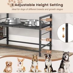 Lomivra elevated dog bowls stand accommodates bowls up to 9.45 inches diameter.