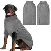 Lonepetu 3XL grey back-view dog sweater provides outdoor warmth and mobility.