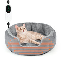 Lonepetu heated cat bed with an 18.5-inch round surface for cozy indoor warmth.