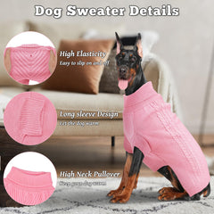 Lonepetu large dog sweater with turtleneck adds neck warmth on cold days.
