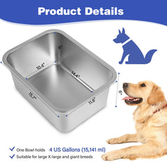 Lonepetu stainless steel dog bowl close-up shows durable, anti-tip design for active large dogs.