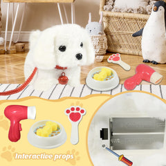 lonfypeng plush walking dog tail-wag action emphasizes responsive play and companionship