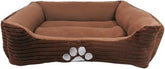 Long Rich HCT REC-005 reversible bed in coffee with paw print offers cozy warmth for pets.