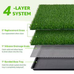 LOOBANI dog grass pad tray assembly demonstrates quick drainage and easy cleanup.