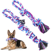 LOOBANI dog rope toys two-pack in action for tug-of-war and chewing.