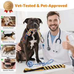 Loobani rope toy with ball promotes fetch and dental cleaning during play