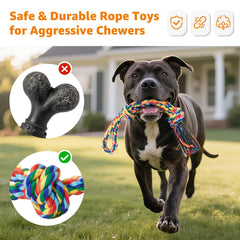 Loobani tug-of-war rope toys for aggressive chewers with durable cotton fibers