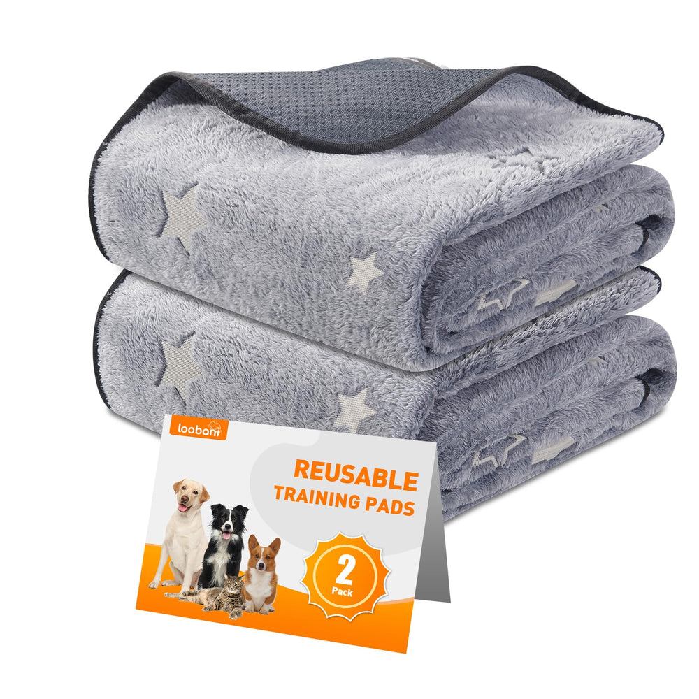 LOOBANI washable pee pad 2-pack 36x48 gray laid flat for floor protection during training.