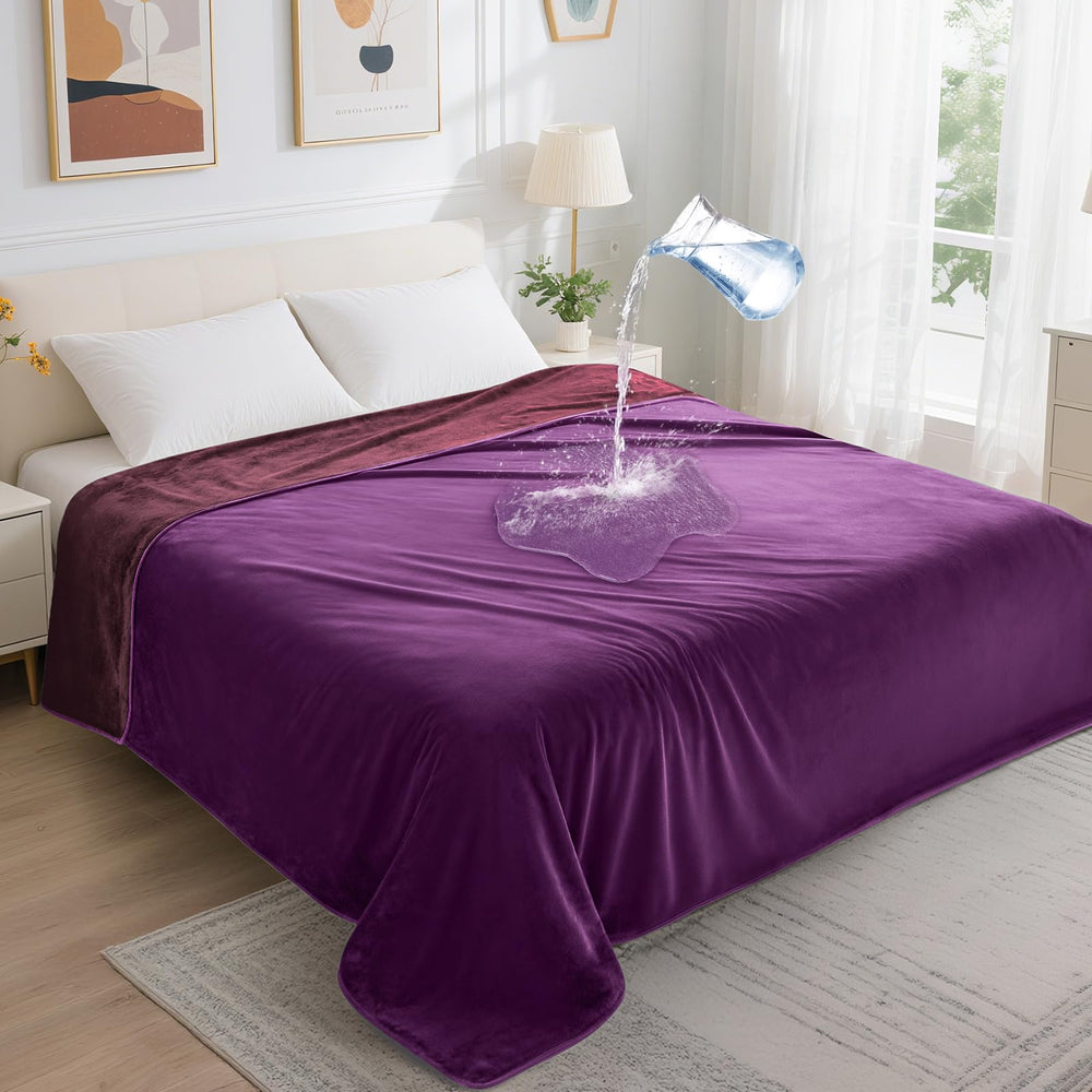 LOOBANI waterproof blanket bed 60x80 in purple protecting mattress from spills