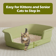 LoopTime extra large litter box green side-entry demonstrates easy access for all cats