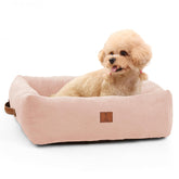 Looyn 25in dog bed side view in pink highlighting cozy support for small dogs.