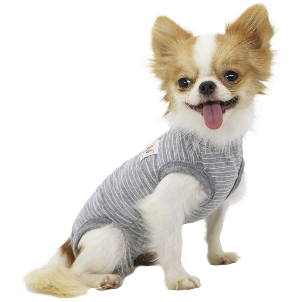 LOPHIPETS girl dog shirts gray strips XL front fits tiny breeds securely