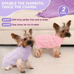 Lorehelina 2-pack purple back view dog sweater shows fit and style for chilly days