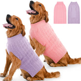 Lorehelina 2-pack dog sweaters pink front view, cozy stretch knit for warmth and flexible movement