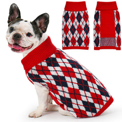 Lorehelina dog sweater plaid front view for festive warmth on winter walks