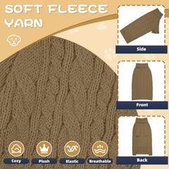Lorehelina dog sweater turtleneck back view highlights full sleeves for extra warmth.
