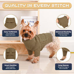 Lorehelina dog sweater turtleneck brown back view highlights secure pullover design